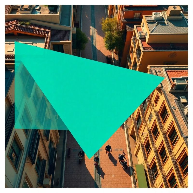 Vista aérea de Calle Feria en Sevilla con acentos teal